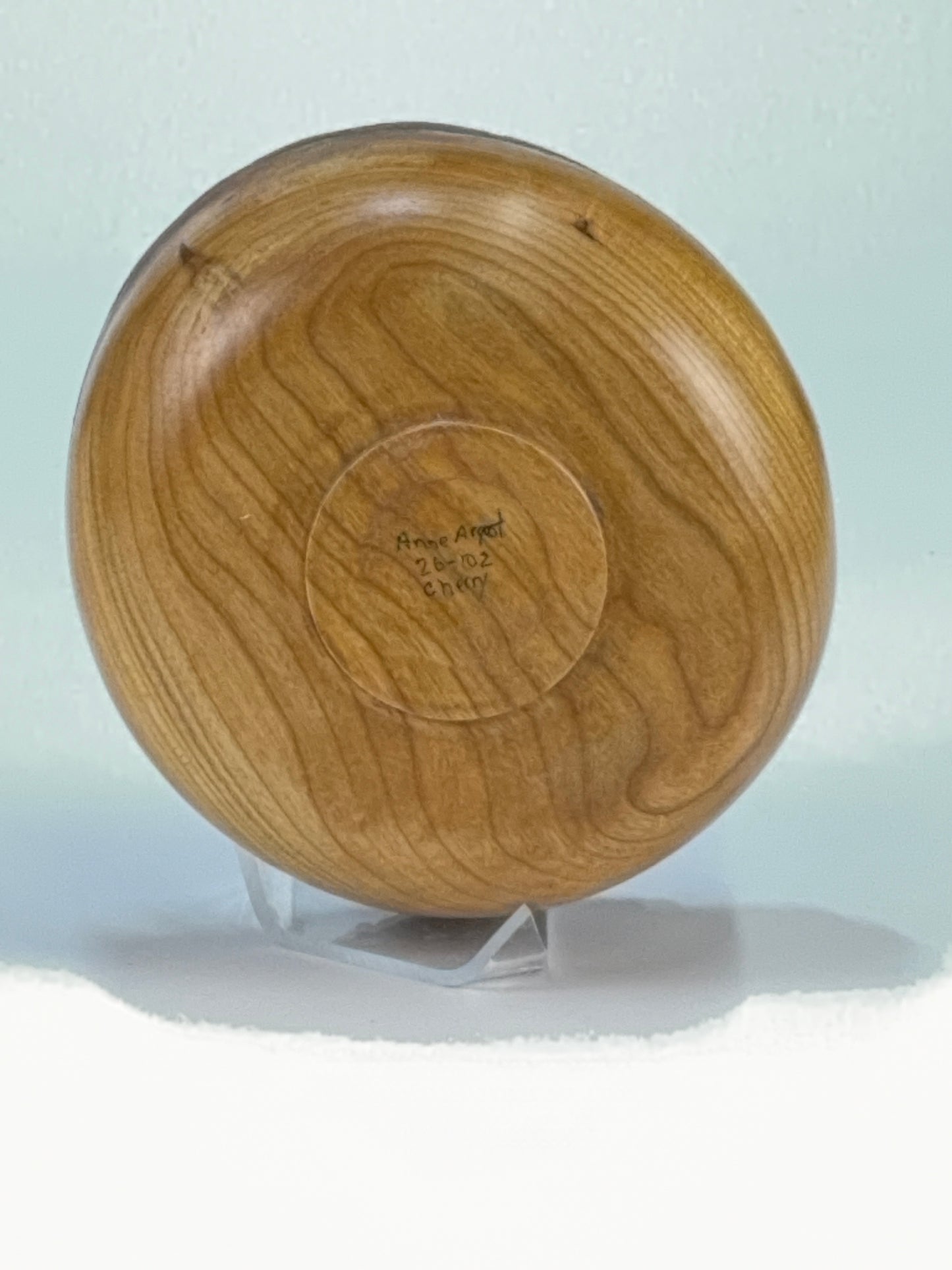Cherry Natural Edge Bowl with Bark — bottom view