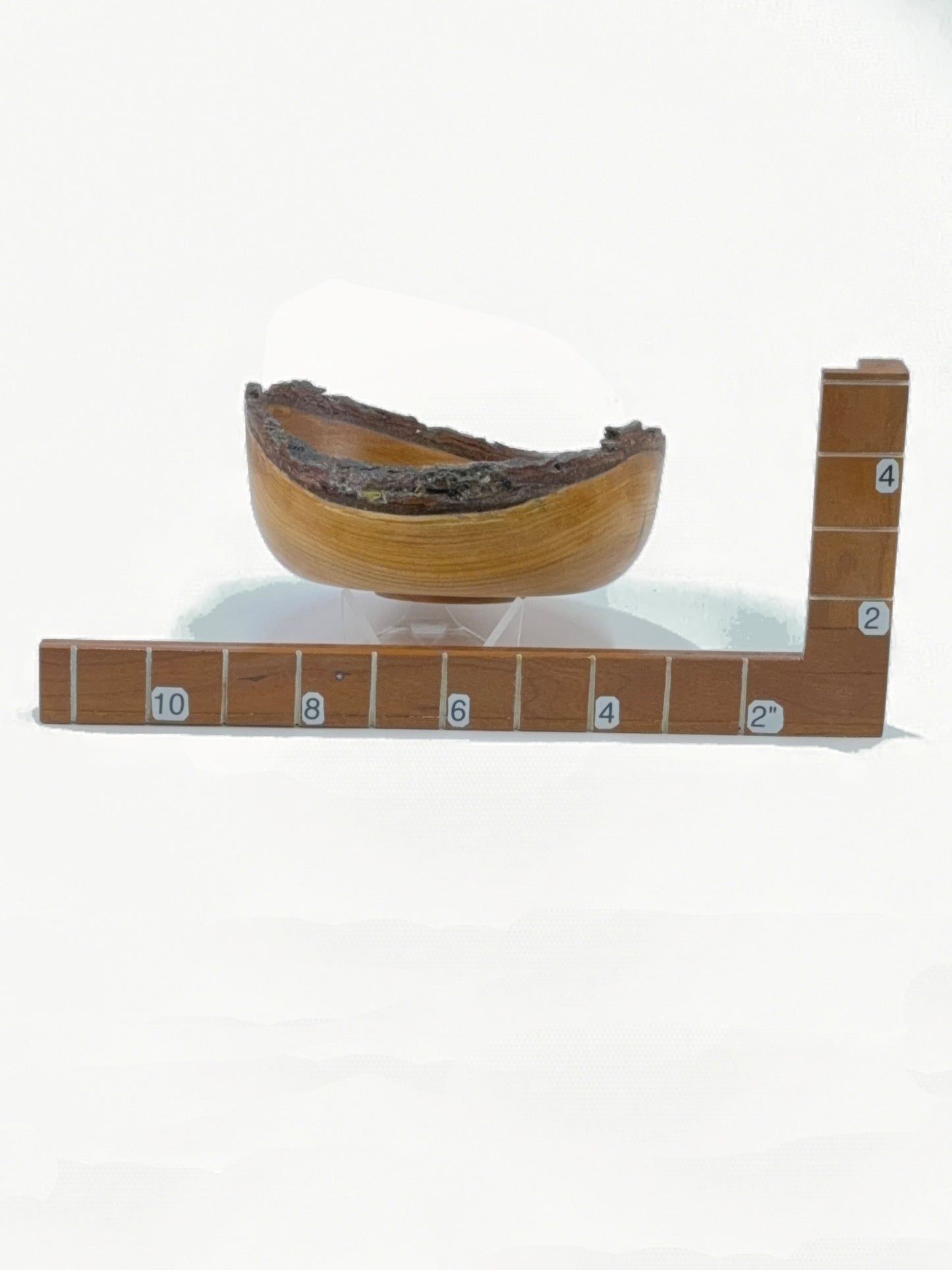 Cherry Natural Edge Bowl with Bark — shown with scale reference