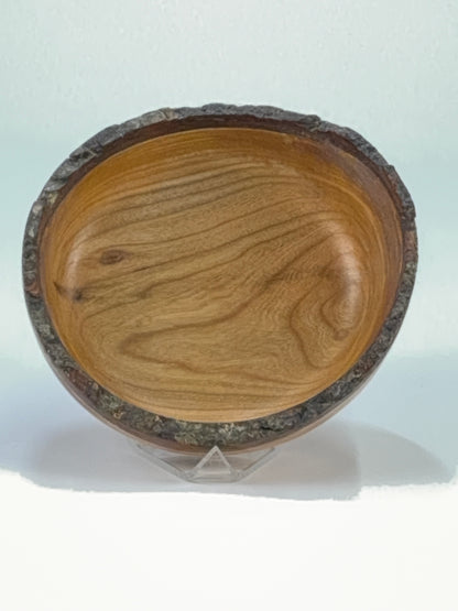 Cherry Natural Edge Bowl with Bark — top view