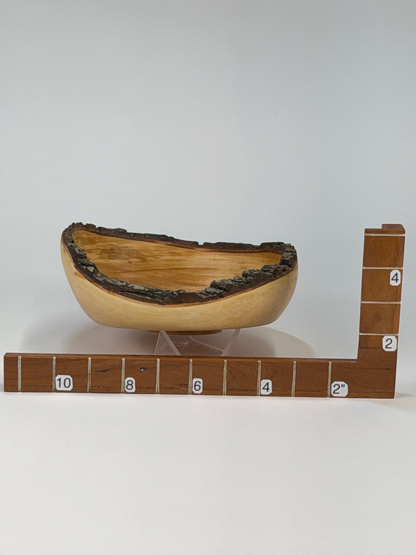 Bradford Pear Natural Edge Bowl with Bark — shown with scale reference