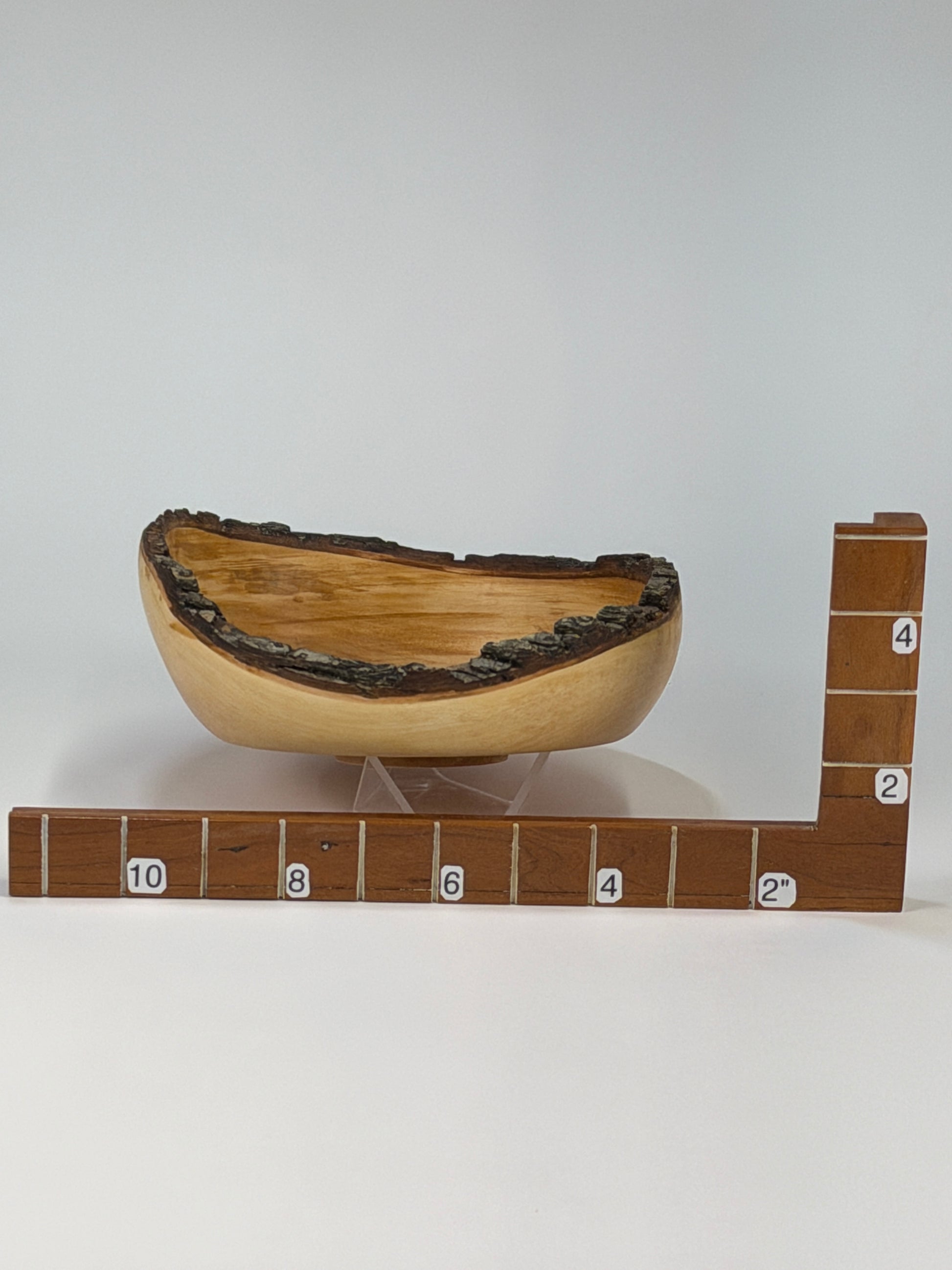 Bradford Pear Natural Edge Bowl with Bark — shown with scale reference