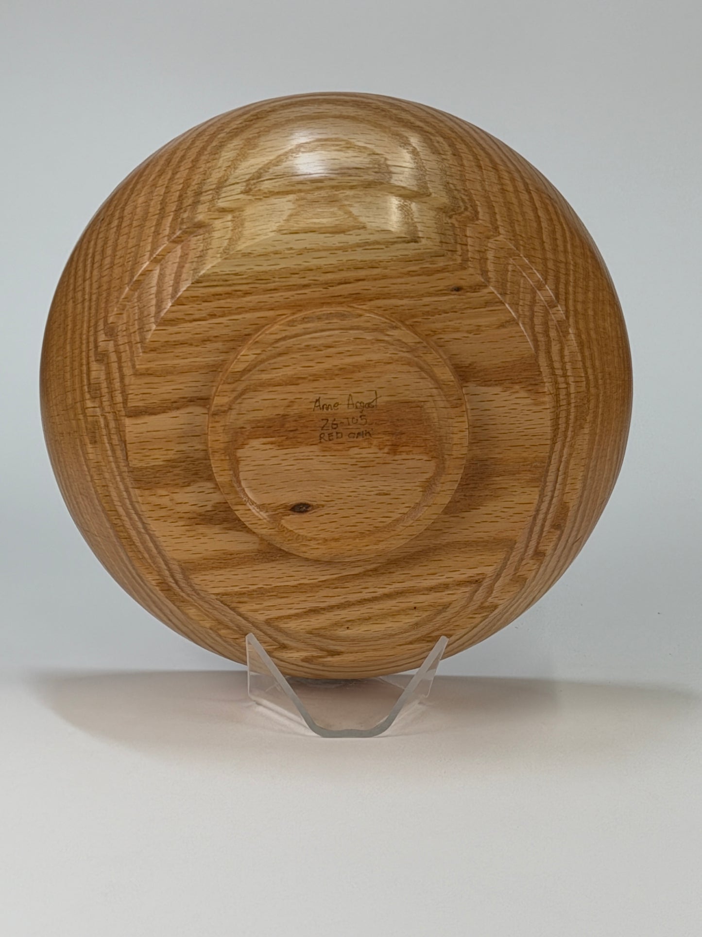 Red Oak Twice-Turned Bowl — bottom view