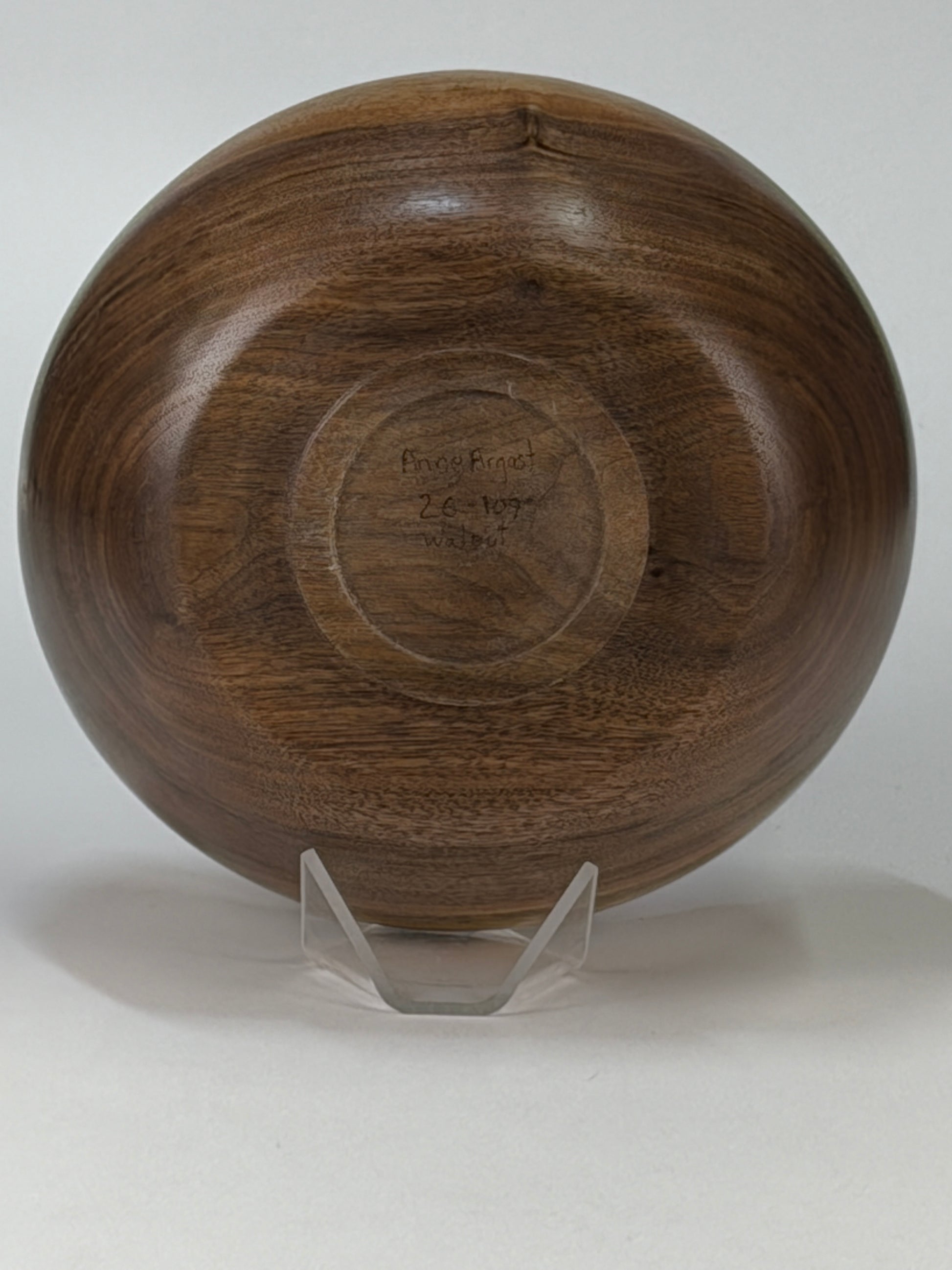 Walnut Natural Edge Bowl no Bark — bottom view