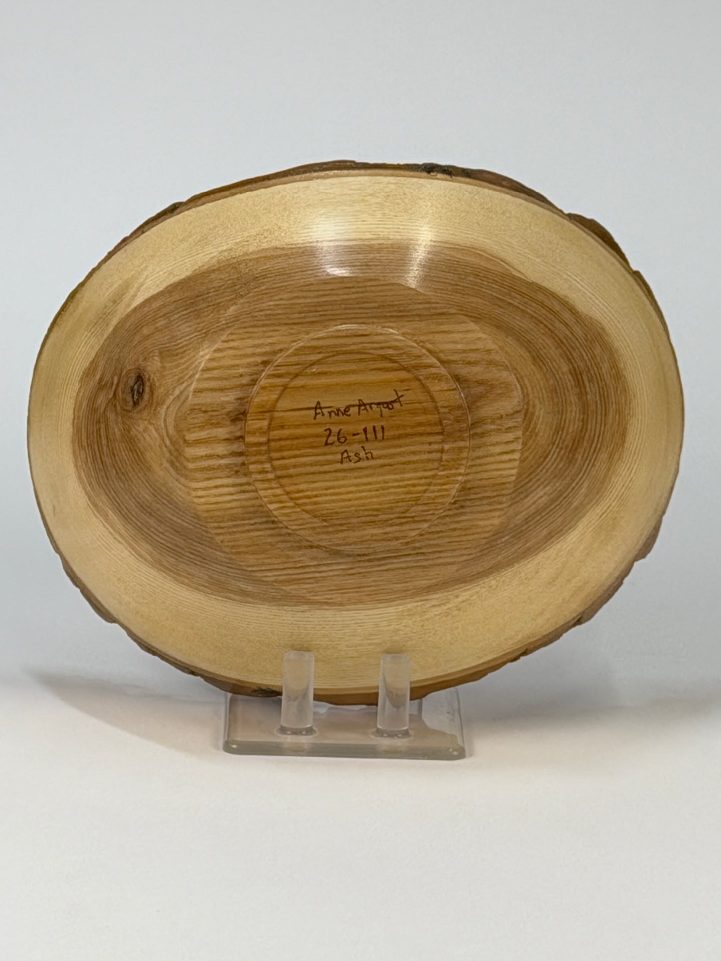 Ash Natural Edge Bowl with Bark — bottom view