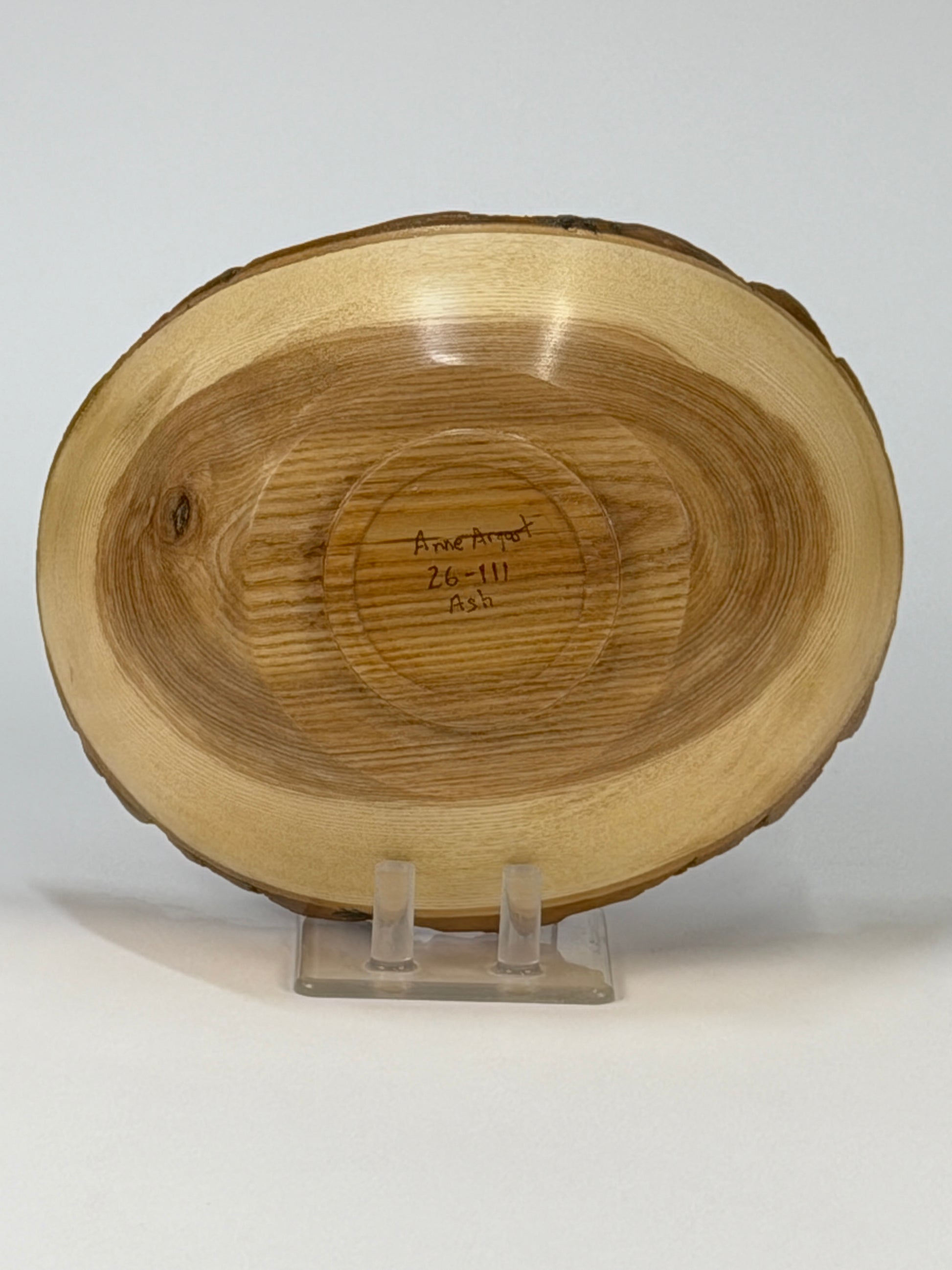 Ash Natural Edge Bowl with Bark — bottom view