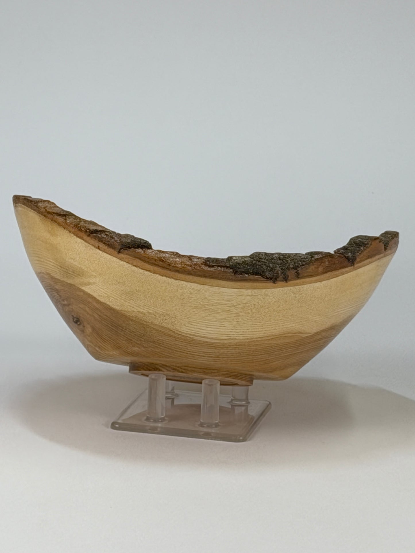 Ash Natural Edge Bowl with Bark — side view