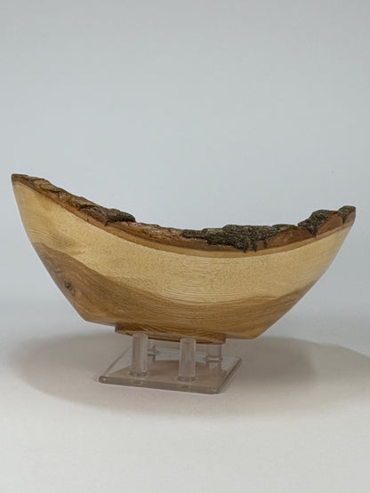 Ash Natural Edge Bowl with Bark — side view