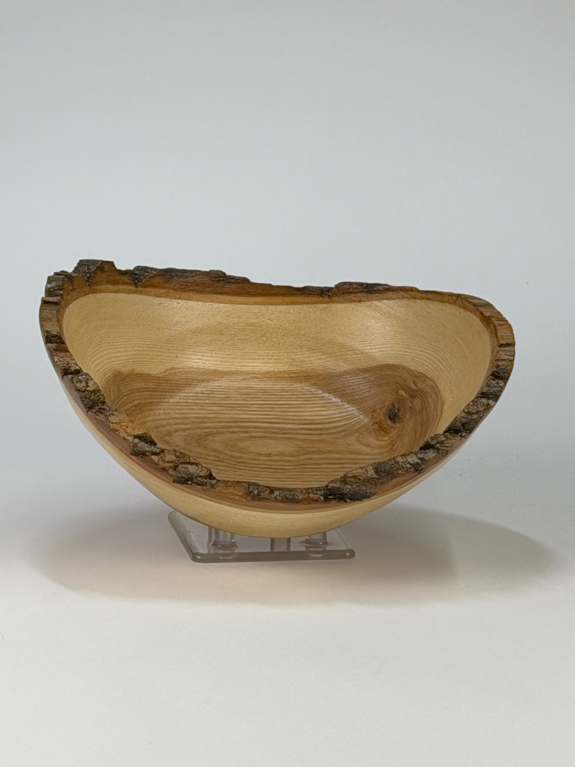 Ash Natural Edge Bowl with Bark — top view