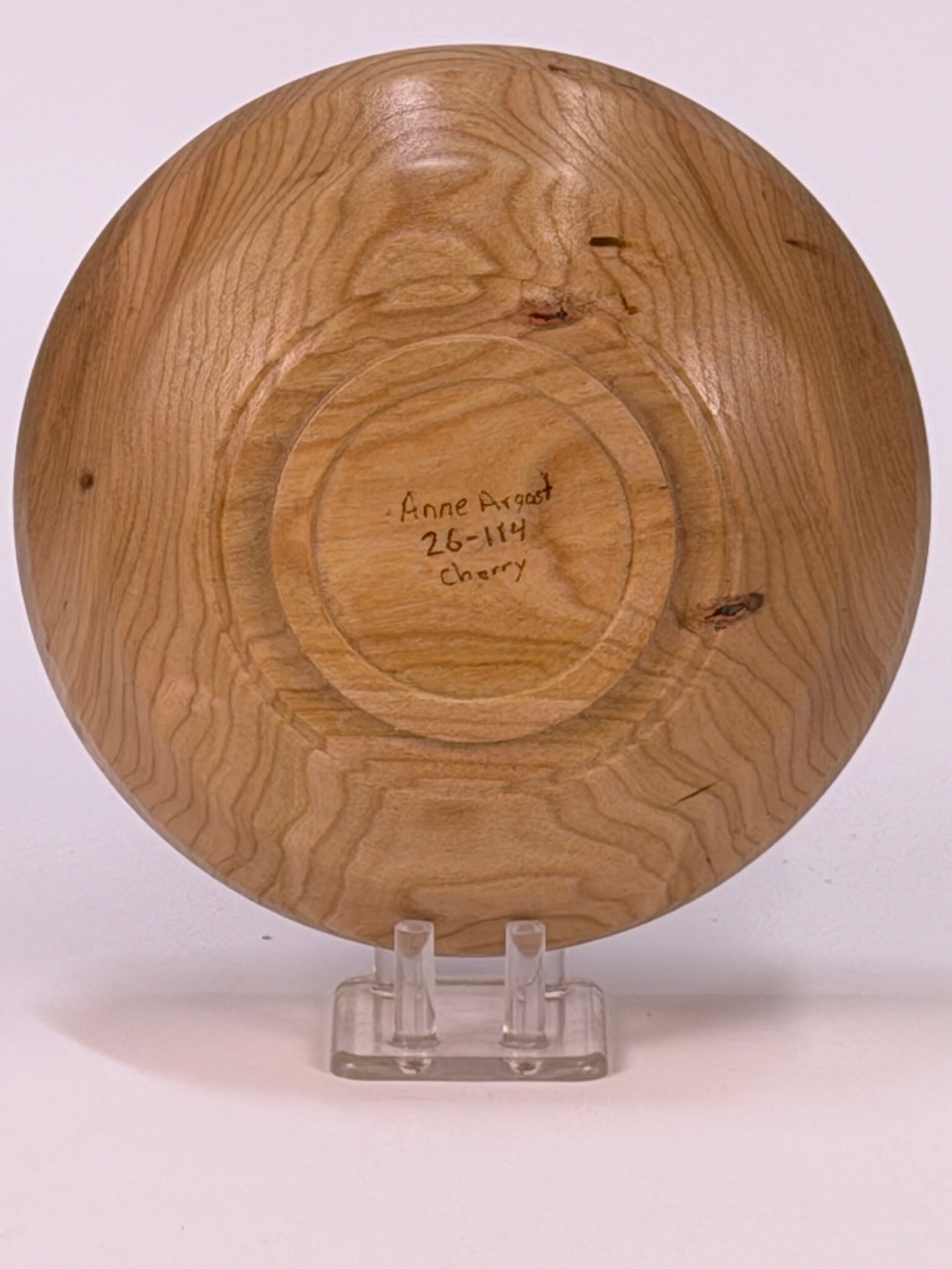 Cherry Twice-Turned Bowl — bottom view