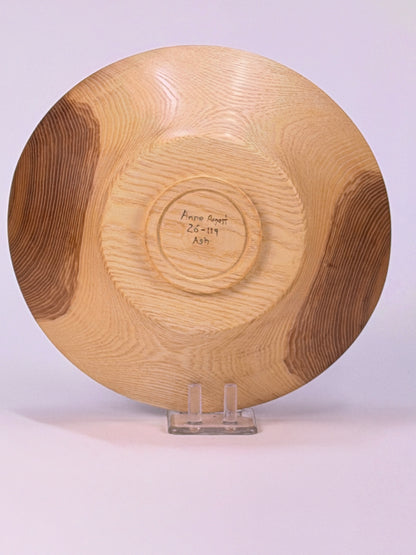 Ash Once-Turned Bowl — bottom view