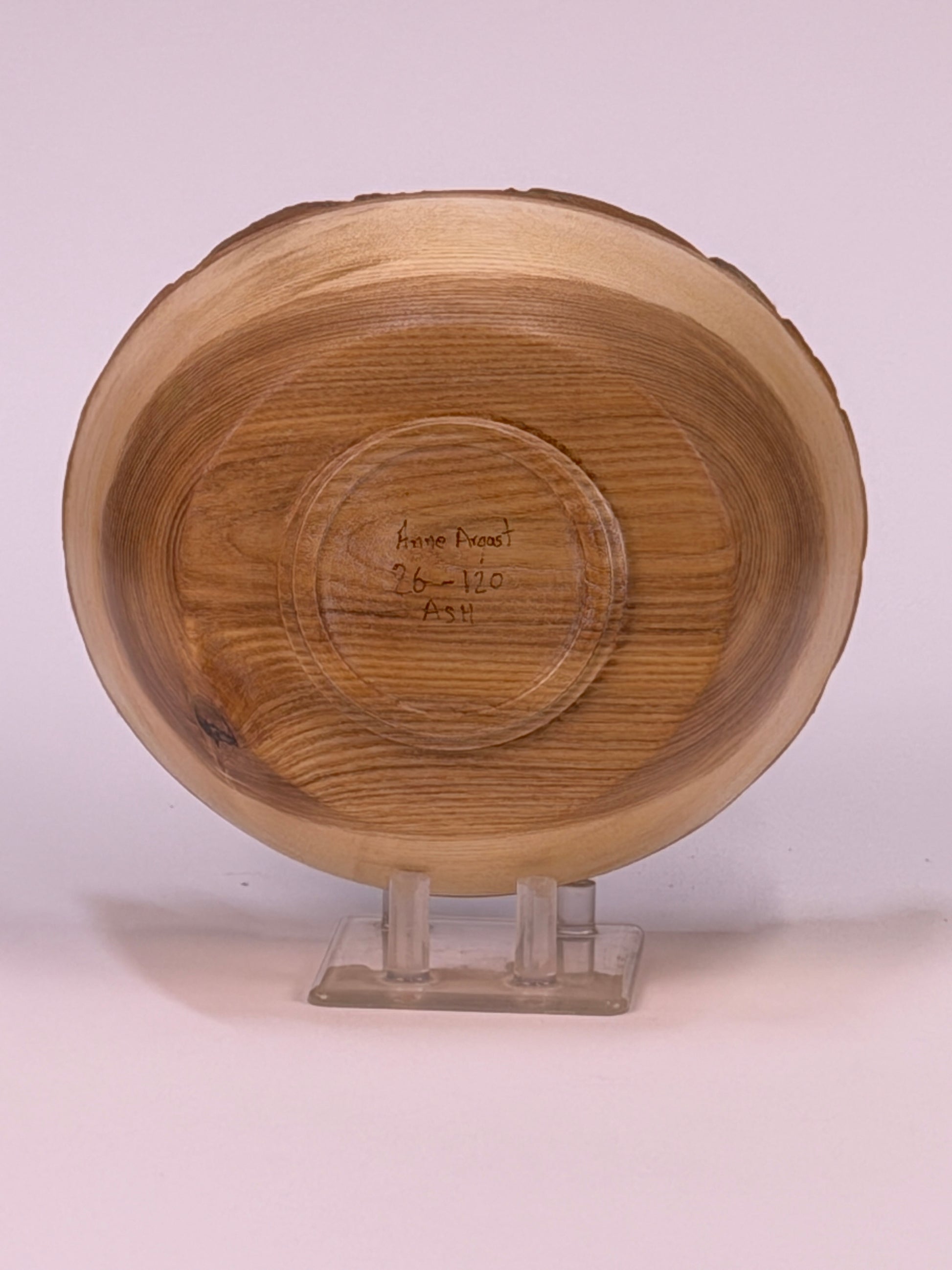 Ash Natural Edge Bowl with Bark — bottom view