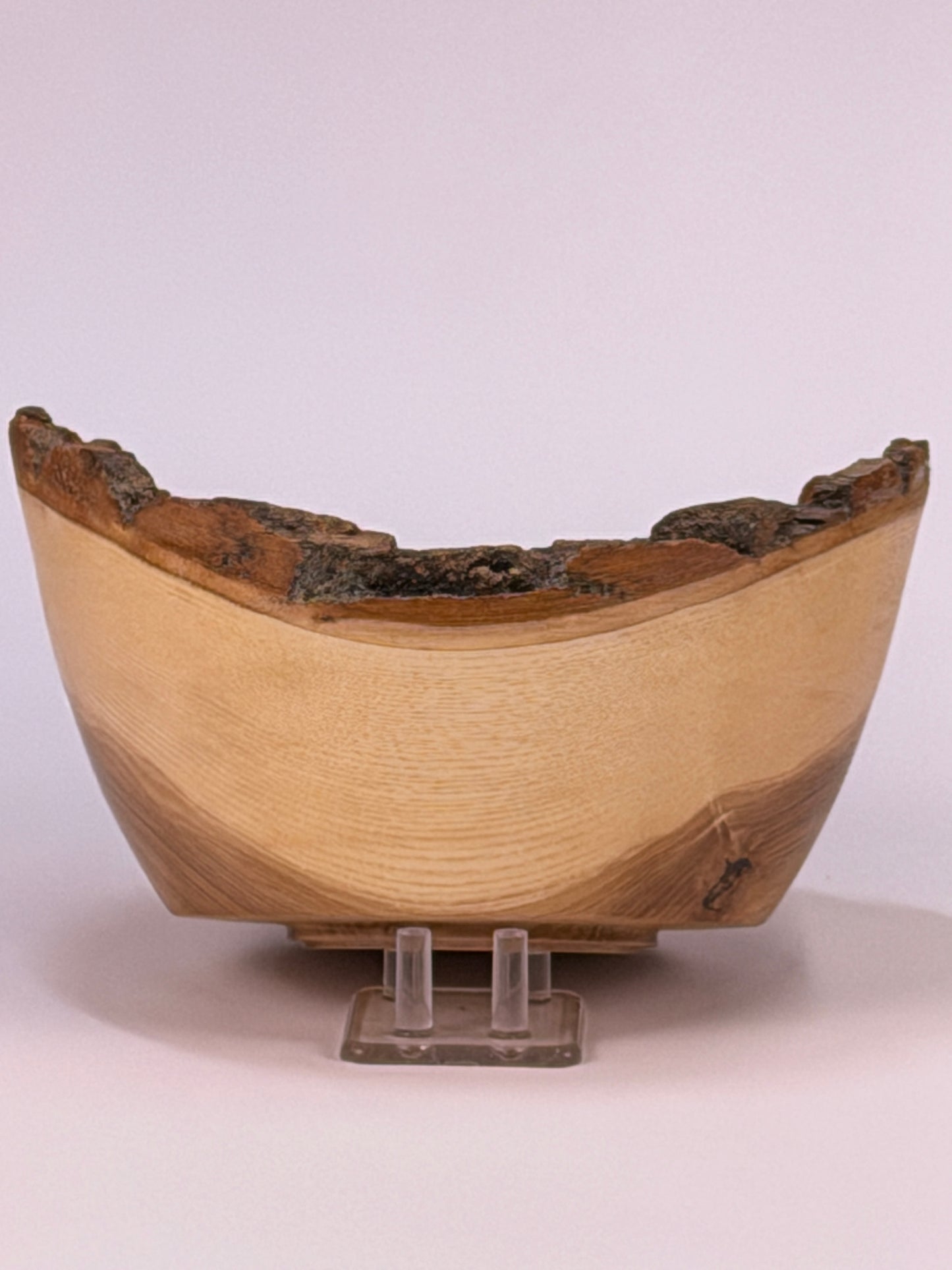 Ash Natural Edge Bowl with Bark — side view