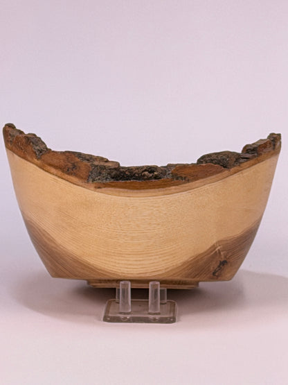 Ash Natural Edge Bowl with Bark — side view
