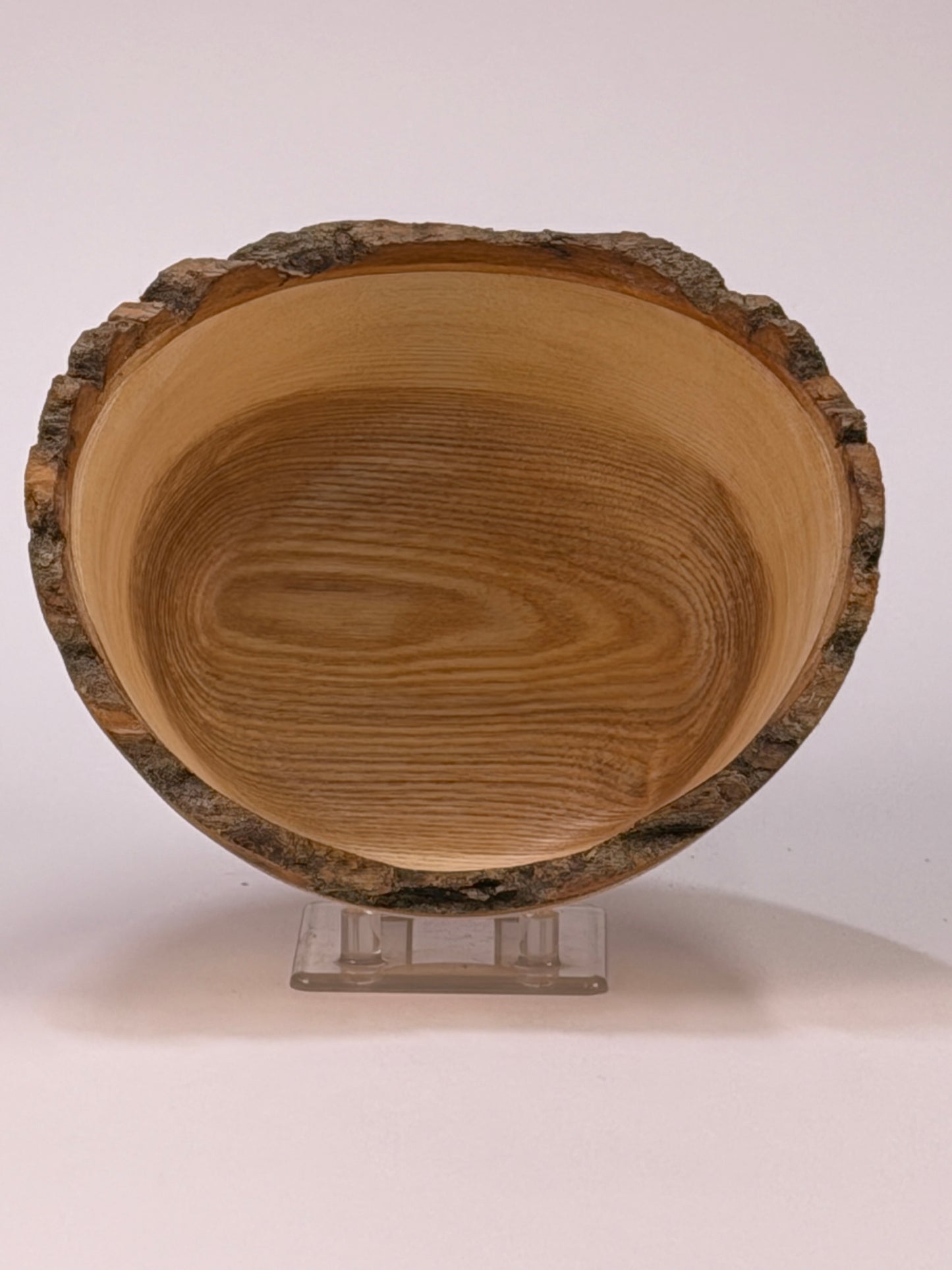 Ash Natural Edge Bowl with Bark — top view