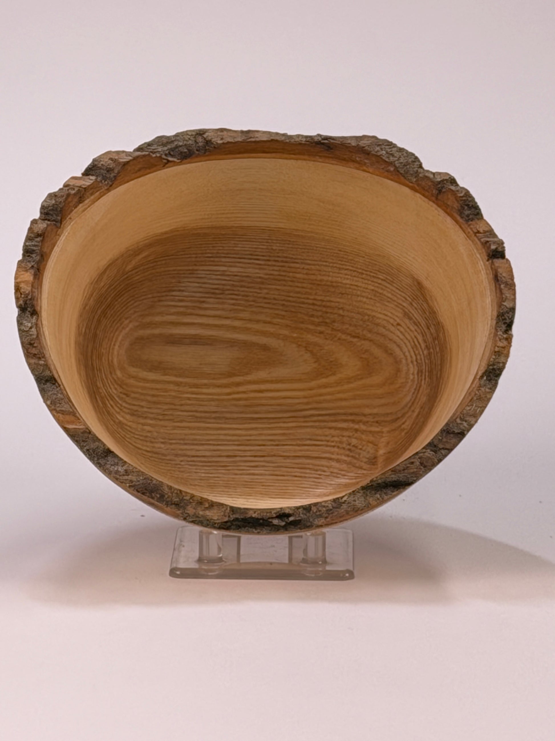 Ash Natural Edge Bowl with Bark — top view