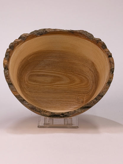 Ash Natural Edge Bowl with Bark — top view