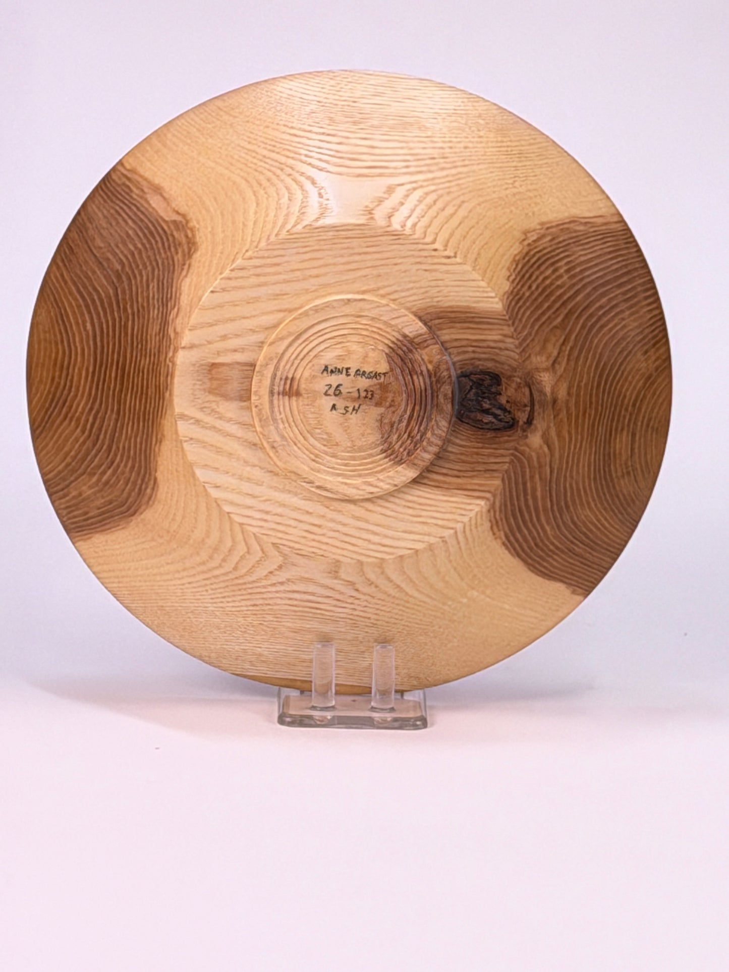Ash Once-Turned Bowl — bottom view