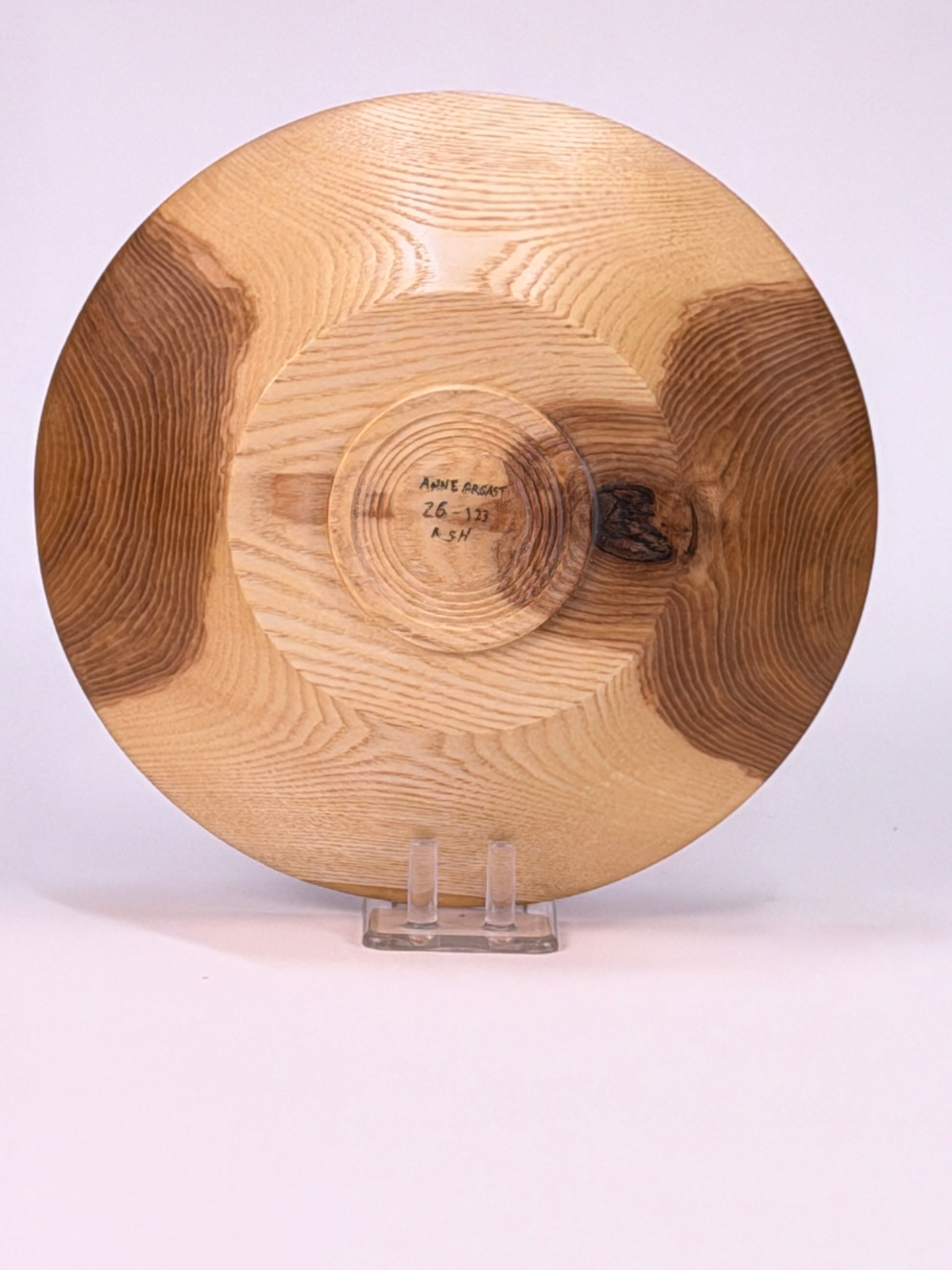 Ash Once-Turned Bowl — bottom view