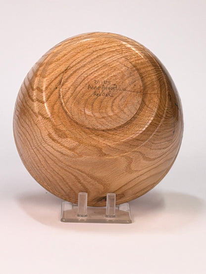 Red Oak Twice-Turned Bowl — bottom view