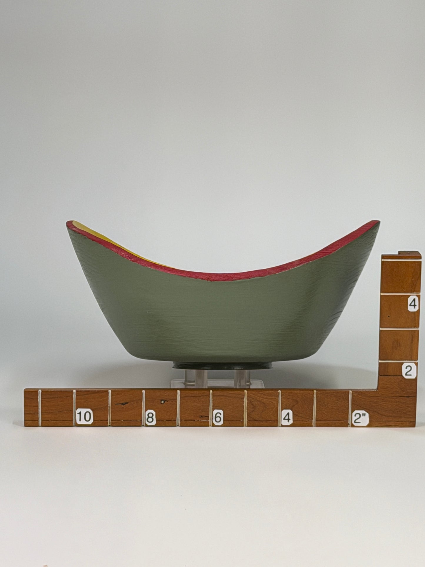 Red Oak Natural Edge Bowl no Bark — shown with scale reference