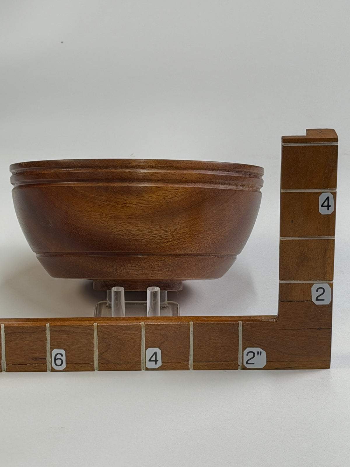 African Mahogany Twice-Turned Bowl – 6 x 3" — shown with scale reference