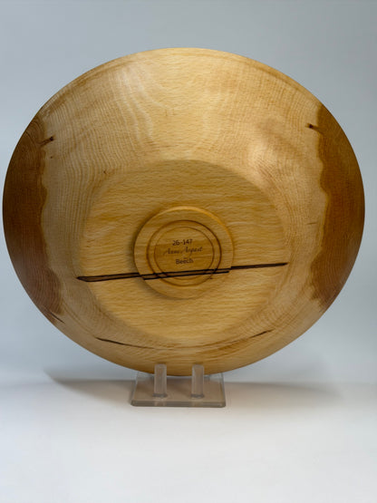 American Beech Once-Turned Bowl – 11.5 x 2.5" — bottom view