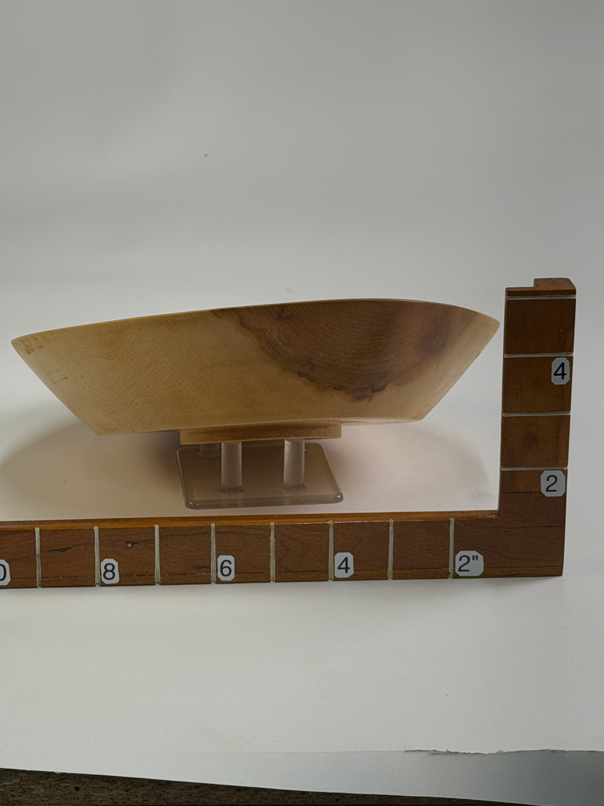 American Beech Once-Turned Bowl – 9.5 x 2.5" — shown with scale reference