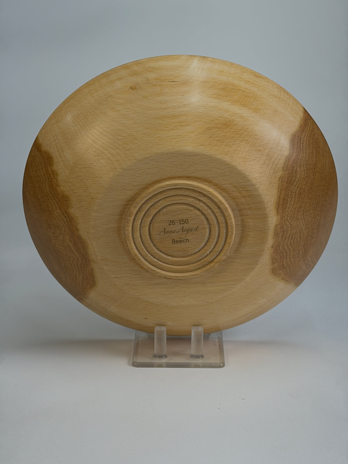 American Beech Once-Turned Bowl – 10 x 2.5" — bottom view