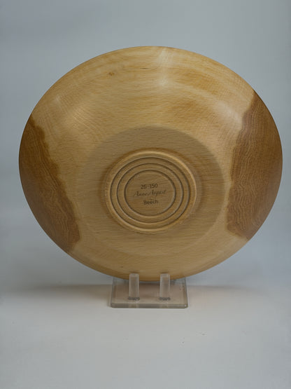 American Beech Once-Turned Bowl – 10 x 2.5" — bottom view