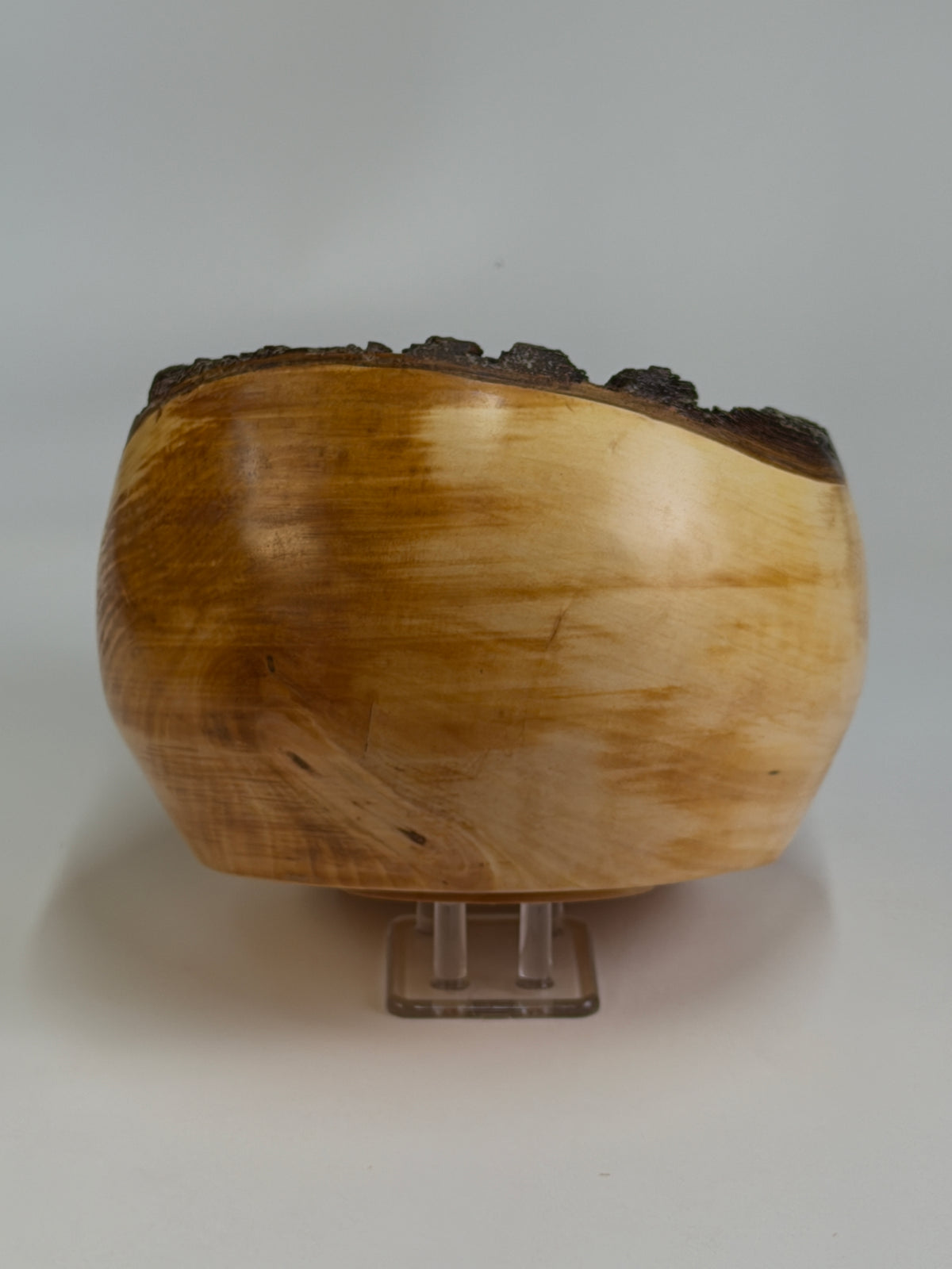 Bradford Pear Natural Edge Bowl with Bark – 7 x 4.5" — side view