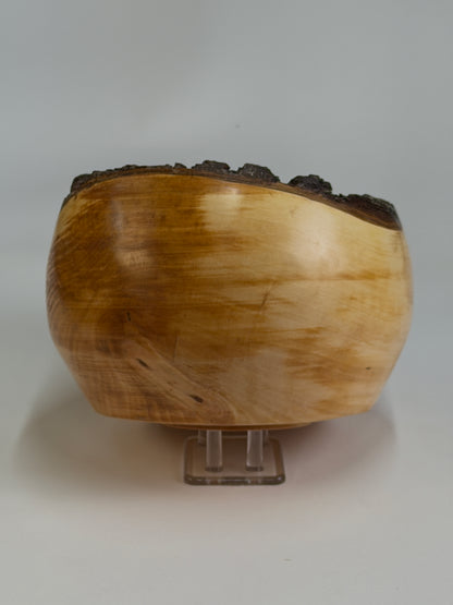 Bradford Pear Natural Edge Bowl with Bark – 7 x 4.5" — side view