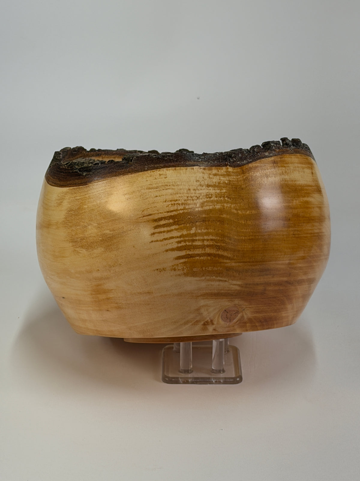 Bradford Pear Natural Edge Bowl with Bark – 7 x 4.5" — side view
