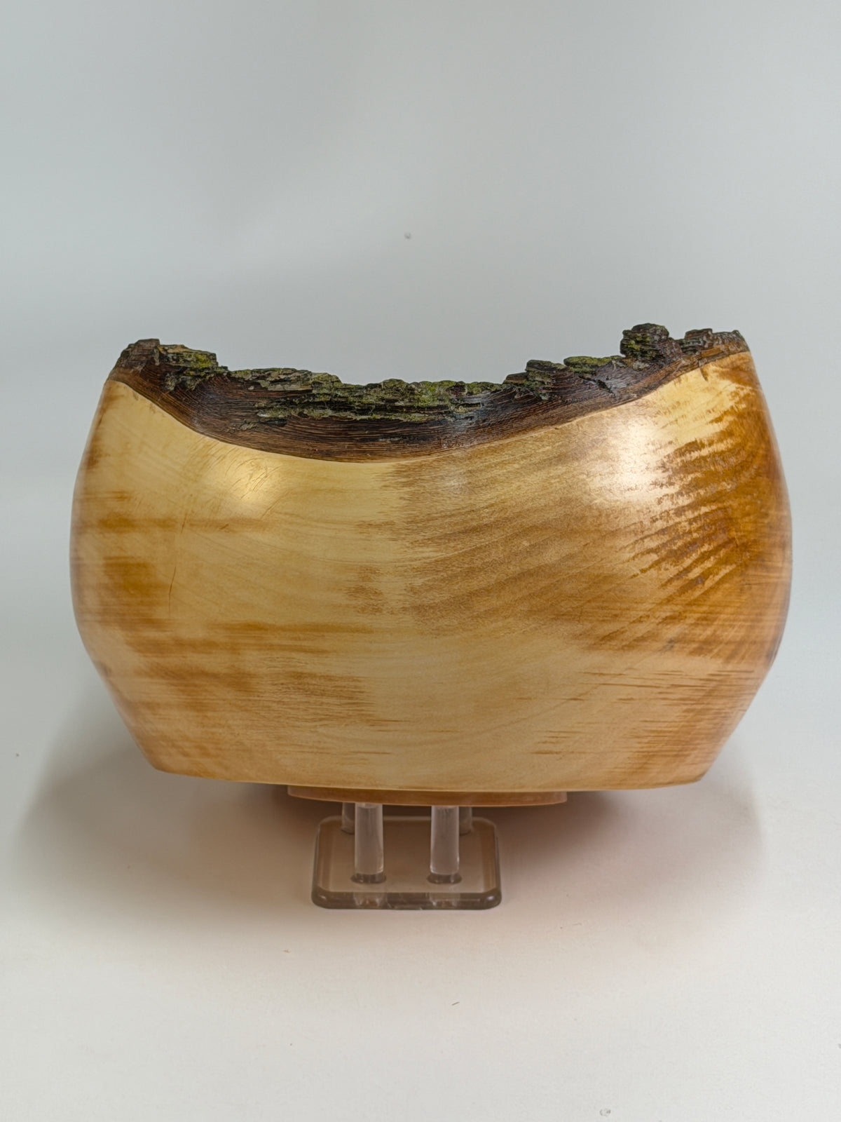 Bradford Pear Natural Edge Bowl with Bark – 7 x 4.5" — side view