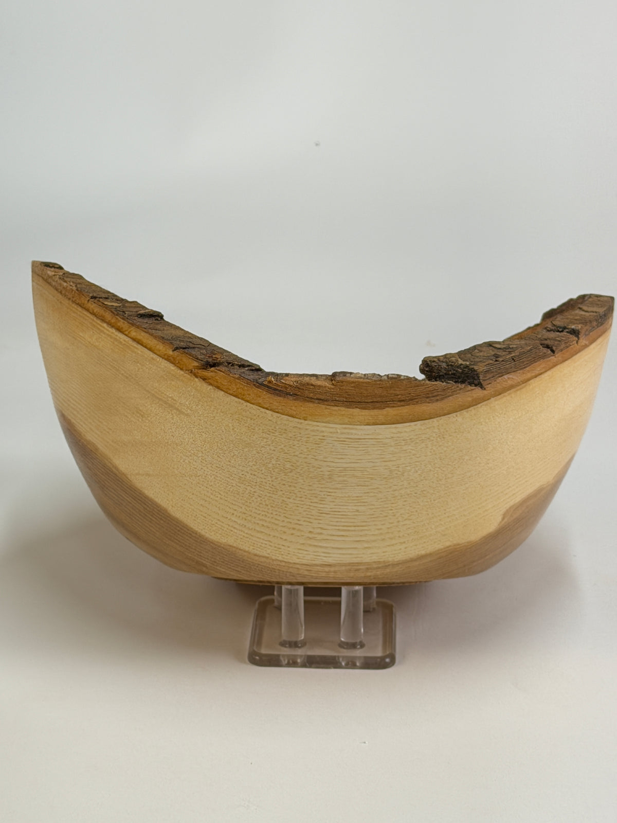 Ash Natural Edge Bowl with Bark – 8 x 4" — side view