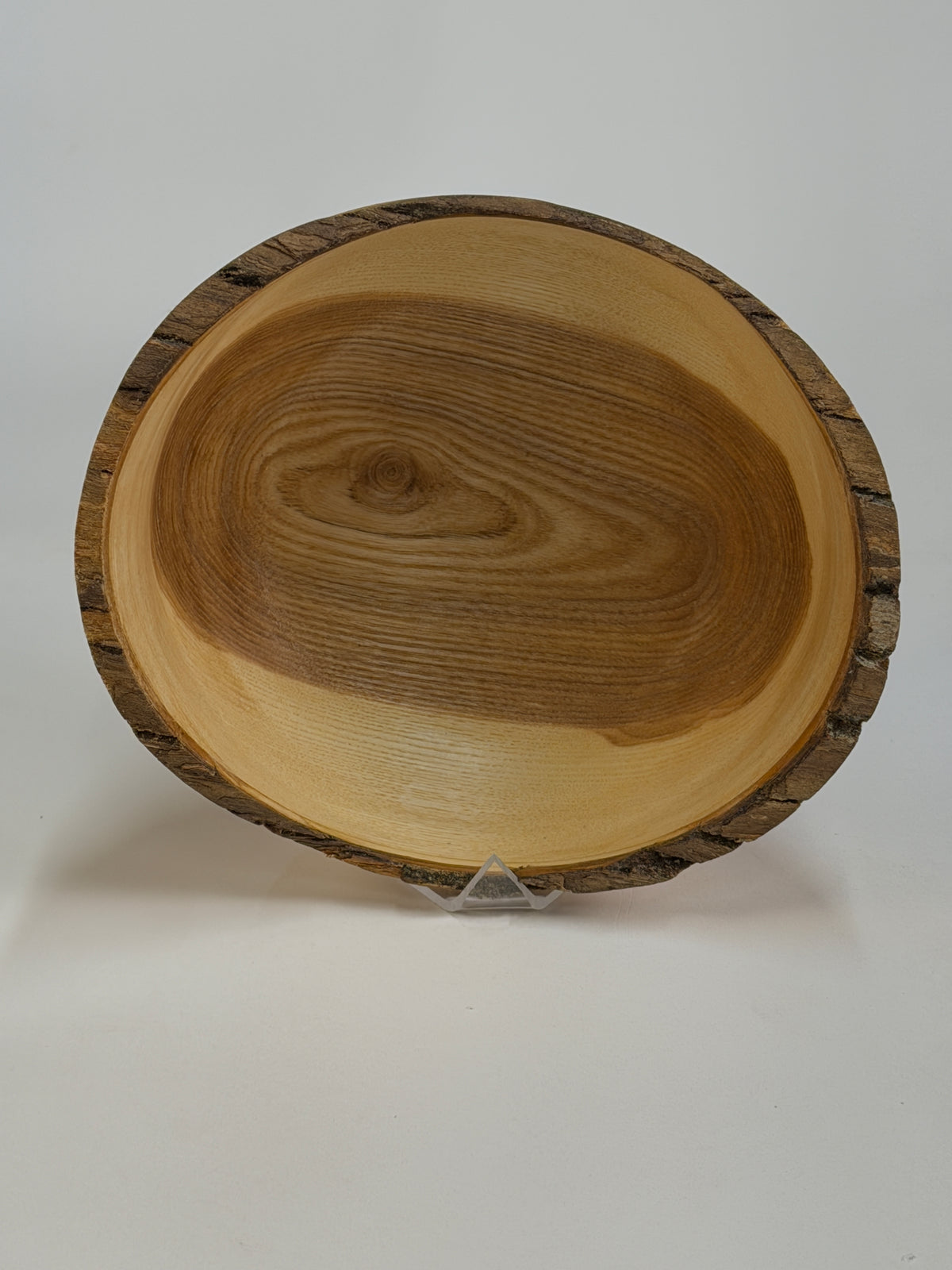 Ash Natural Edge Bowl with Bark – 8 x 4" — top view