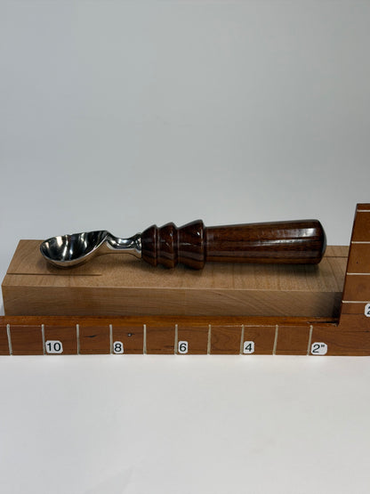 Walnut Ice Cream Scoop II — shown with scale reference